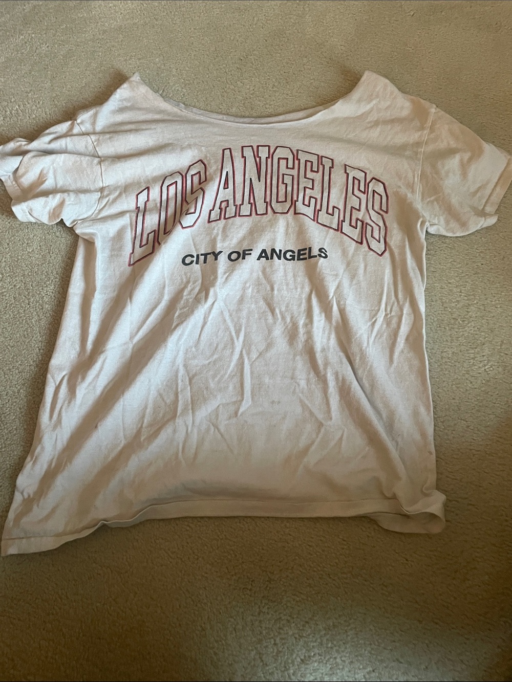 Los Angeles 'City of Angels' off the shoulder graphic tee